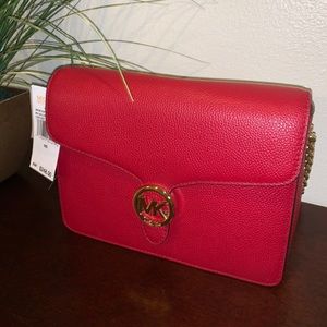 Michael Kors Vanna Scarlet Red Shoulder Bag w/Flap